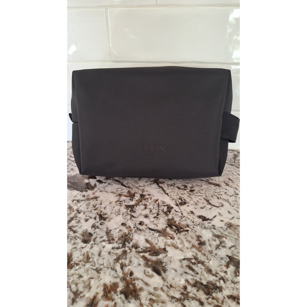 Hugo Boss Parfums Black Recycled Toiletry Bag Travel Dopp Kit Side Handle